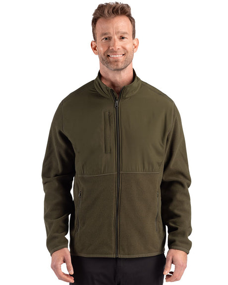 Cutter & Buck Men's Hunts Point Recycled Fleece Hybrid Full Zip Jacket-1