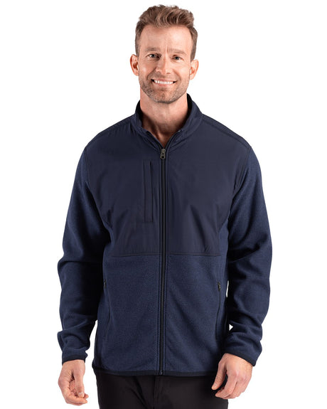 Cutter & Buck Men's Hunts Point Recycled Fleece Hybrid Full Zip Jacket-1