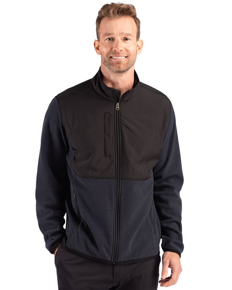 Cutter & Buck Men's Hunts Point Recycled Fleece Hybrid Full Zip Jacket-1