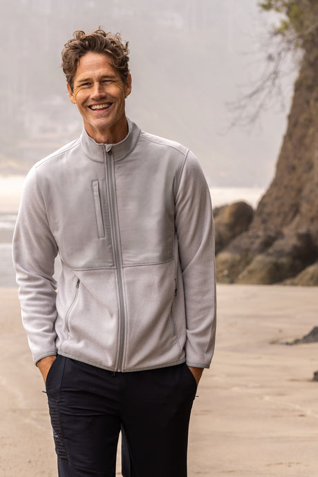 Cutter & Buck Men's Hunts Point Recycled Fleece Hybrid Full Zip Jacket-1