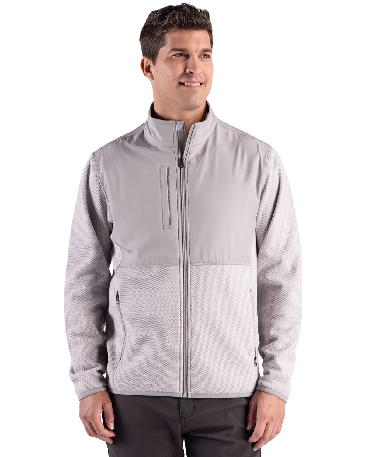 Cutter & Buck Men's Hunts Point Recycled Fleece Hybrid Full Zip Jacket-8