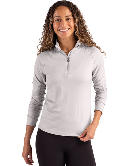 Cutter & Buck Women's Coastline Recycled Double Peached Quarter Zip Pullover-1