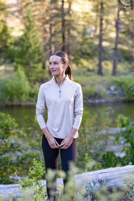 Cutter & Buck Women's Coastline Recycled Double Peached Quarter Zip Pullover-1