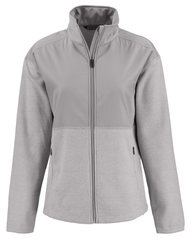 Cutter & Buck Women's Hunts Point Recycled Fleece Hybrid Full Zip Jacket-2