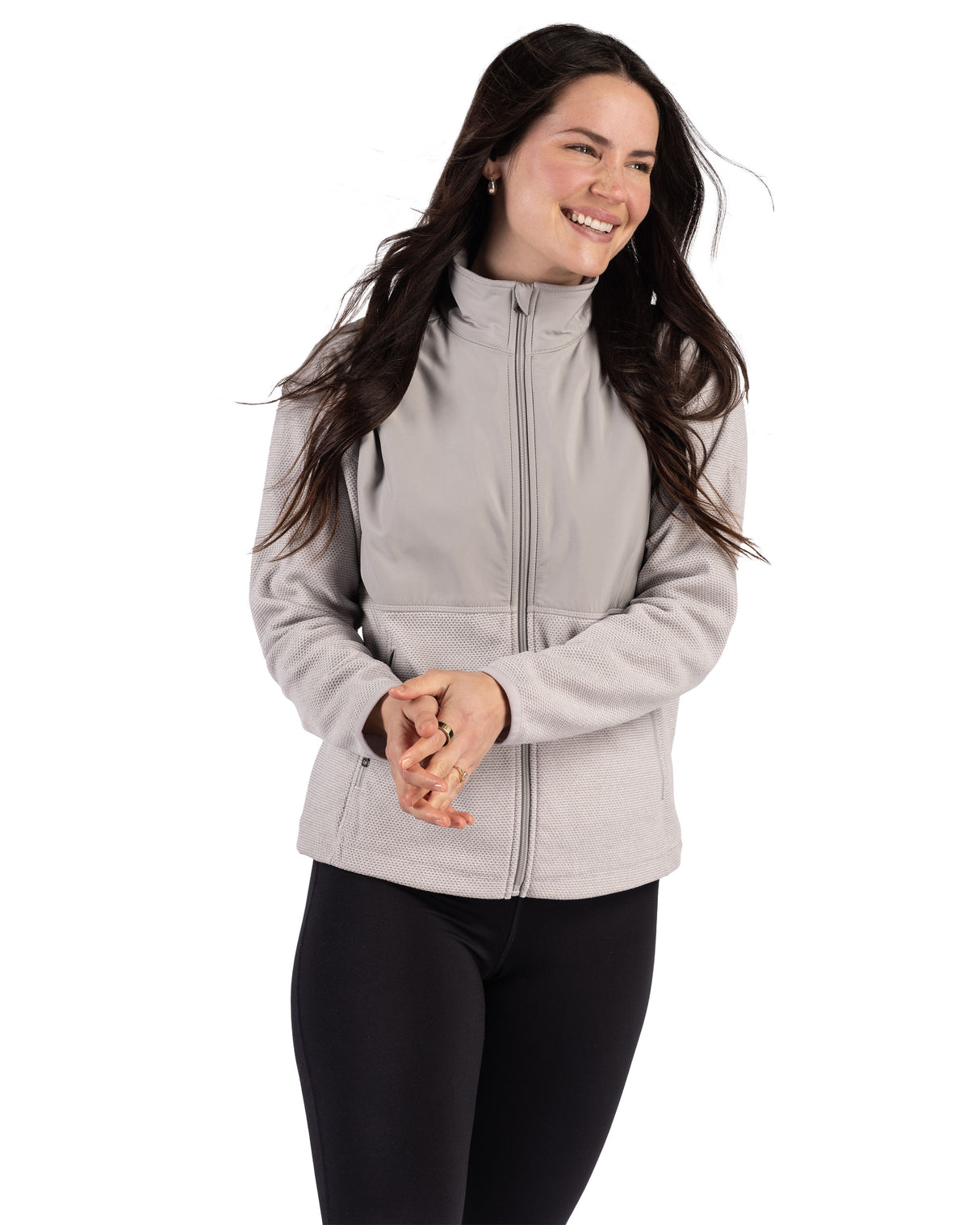 Cutter & Buck Women's Hunts Point Recycled Fleece Hybrid Full Zip Jacket-9