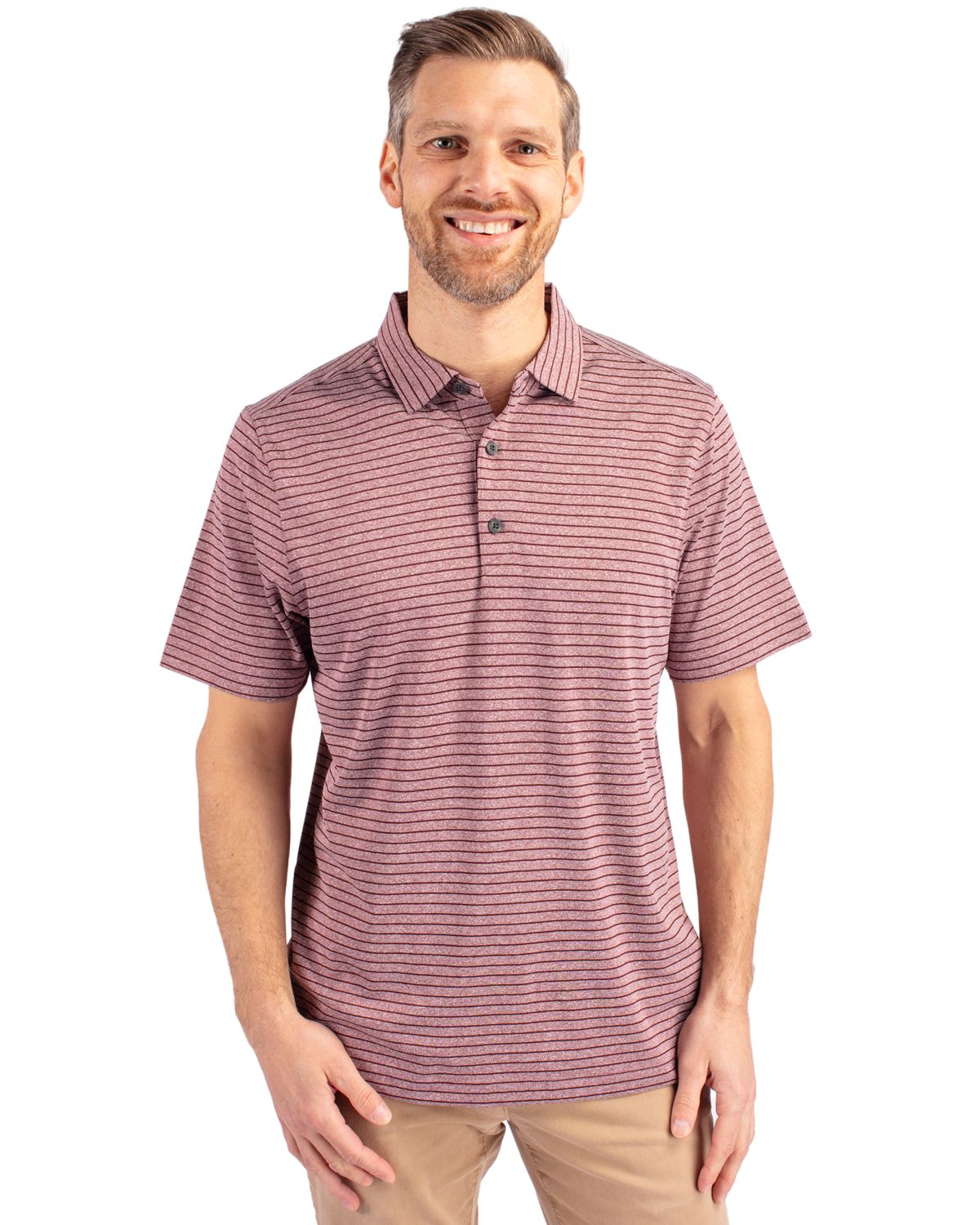 Cutter & Buck Men's Forge Recycled Heather Stripe Four-Way Stretch Polo Mens Apparel Shirts & Tops