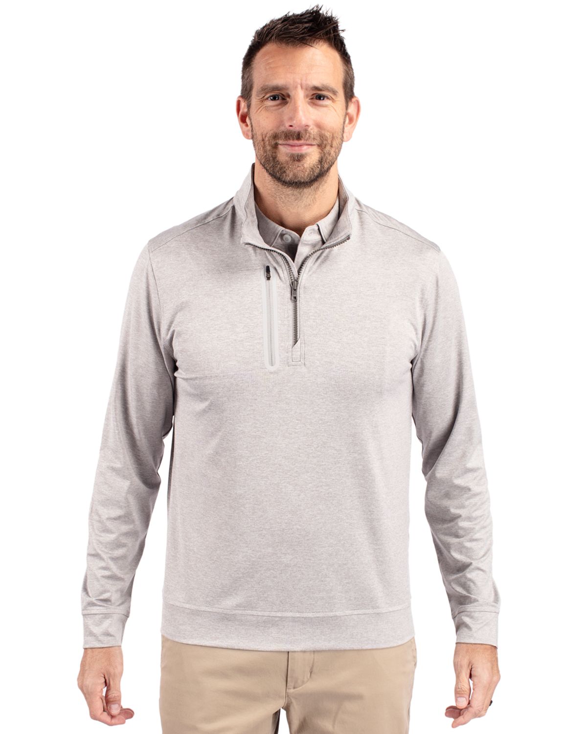 Cutter & Buck Men's Stealth Heathered Quarter Zip-4