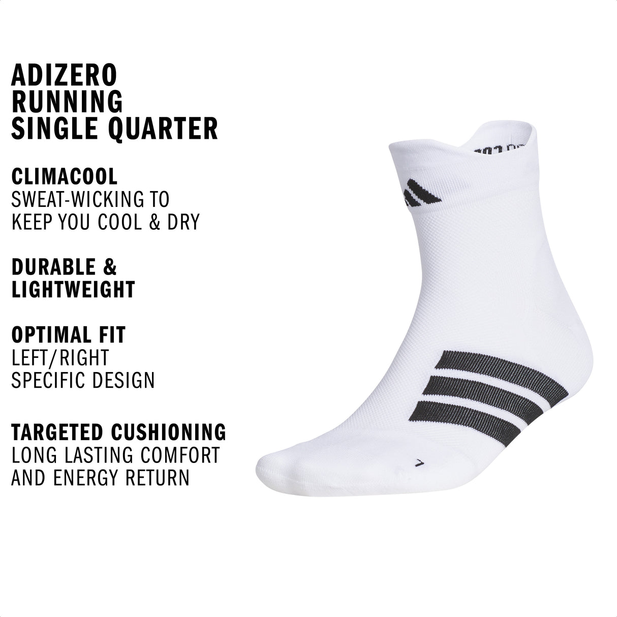 adidas Unisex Adizero Running Single Quarter Sock-2