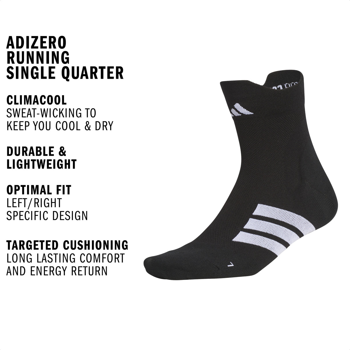 adidas Unisex Adizero Running Single Quarter Sock-2