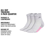 adidas Women's All Day Training 3-Pack Quarter Sock-2
