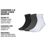 adidas Men's Cushioned 3.0 Color 3-Pack Quarter Sock-2