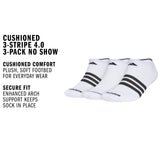 adidas Men's Cushioned 3-Stripe 4.0 3-Pack No Show Sock-2