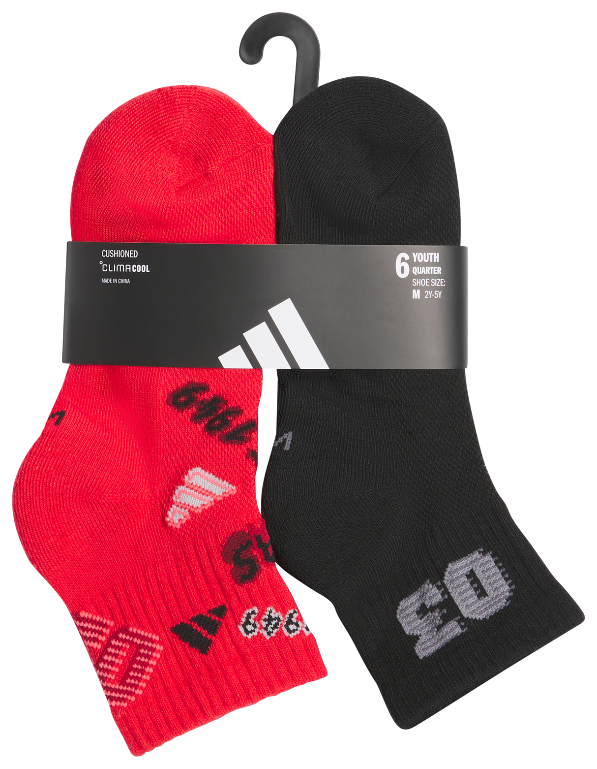 adidas Youth Cushioned Graphic 2.0 6-Pack Quarter Sock-5