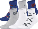 adidas Youth Cushioned Graphic 2.0 6-Pack Quarter Sock-1
