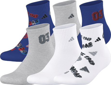 adidas Youth Cushioned Graphic 2.0 6-Pack Quarter Sock-1