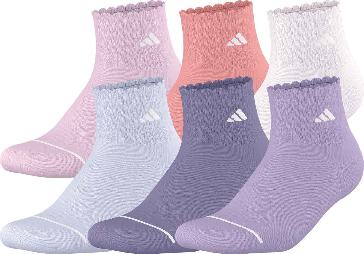 adidas Girl's Sport Fashion 6-Pack Quarter Sock-1