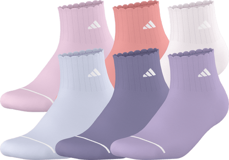 adidas Girl's Sport Fashion 6-Pack Quarter Sock-1