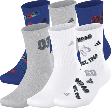 adidas Youth Cushioned Mixed 5.0 6-Pack Crew Sock-1