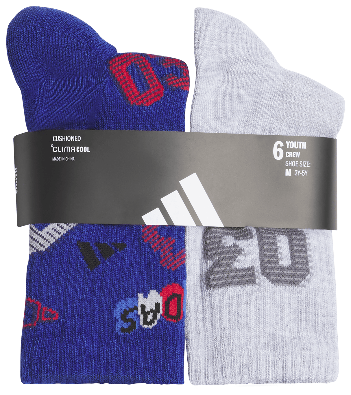 adidas Youth Cushioned Mixed 5.0 6-Pack Crew Sock-5