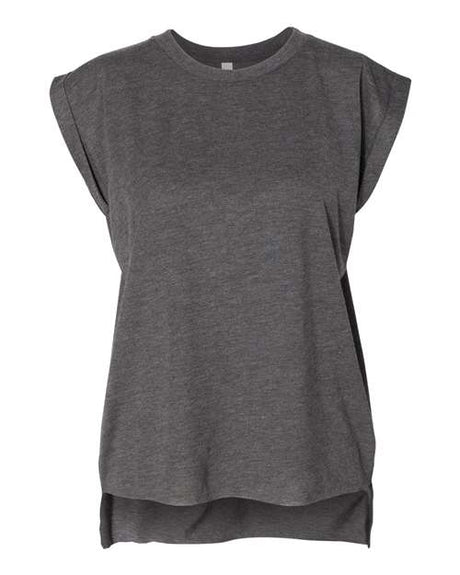 BELLA + CANVAS Women’s Flowy Rolled Cuffs Muscle Tee-1
