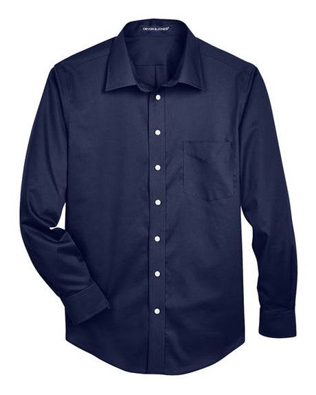 Devon & Jones Men's Tall Crown Collection Solid Stretch Twill Woven Dress Shirt-1