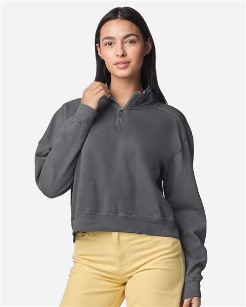 Comfort Colors Women's Garment-Dyed Mid-Length Quarter-Zip Sweatshirt-1