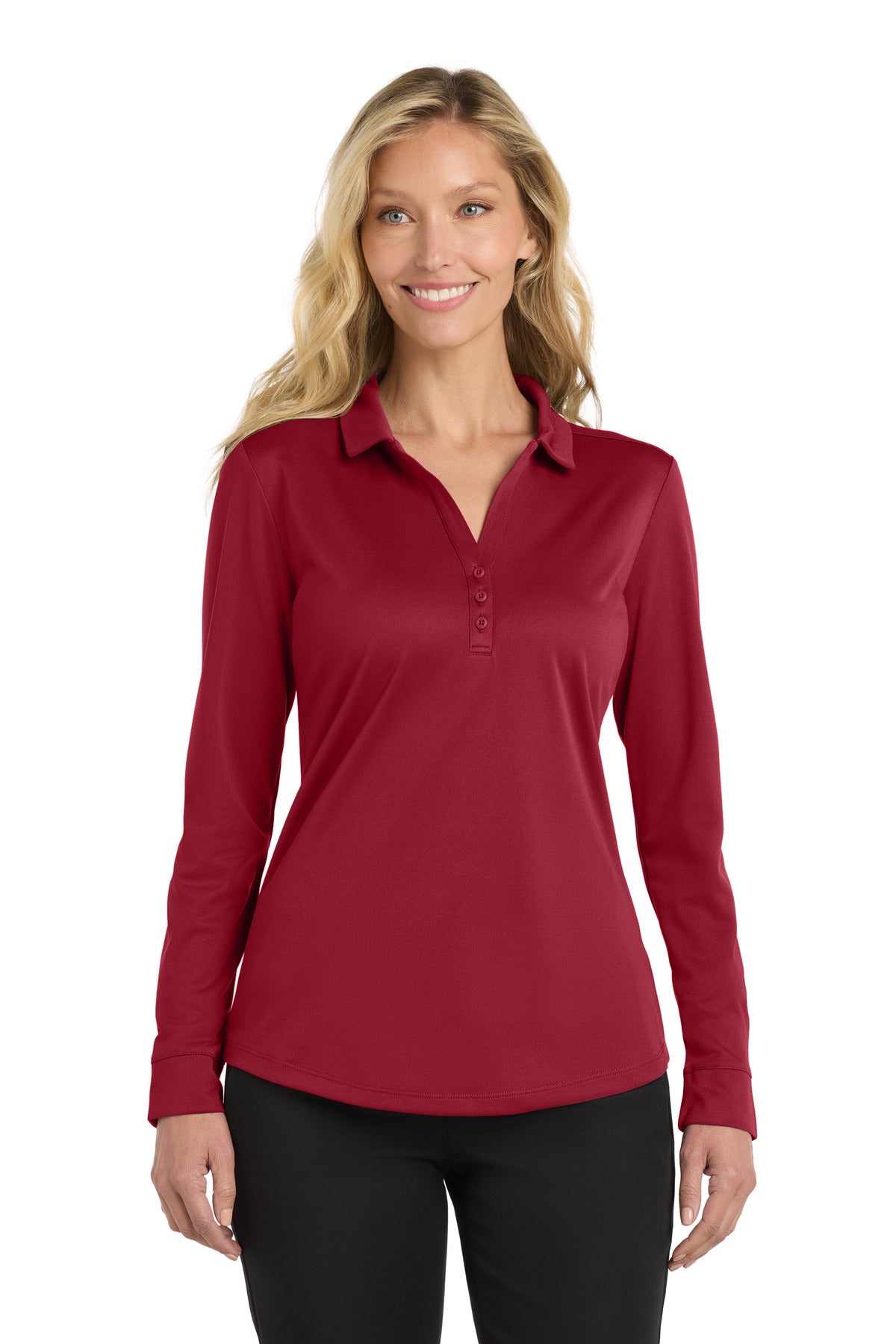 Port Authority Women's    Silk Touch     Performance Long Sleeve Polo