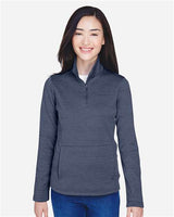 Devon & Jones Women's Newbury Mélange Fleece Quarter-Zip Pullover-3