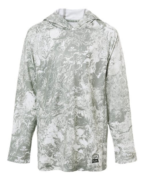 HUK Youth Pursuit Mossy Oak Printed Hooded Long Sleeve T-Shirt-1