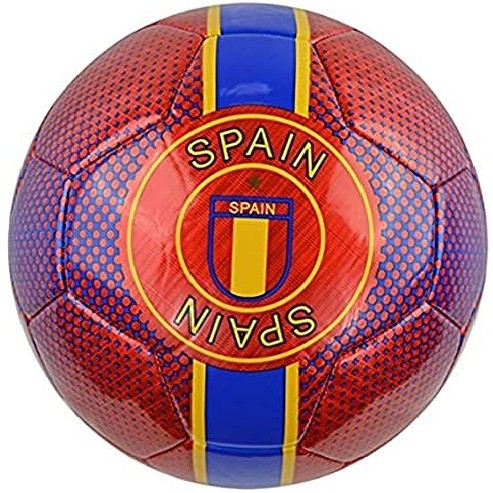 Vizari Italia soccer ball with red panels blue and yellow stripes and Spain emblem