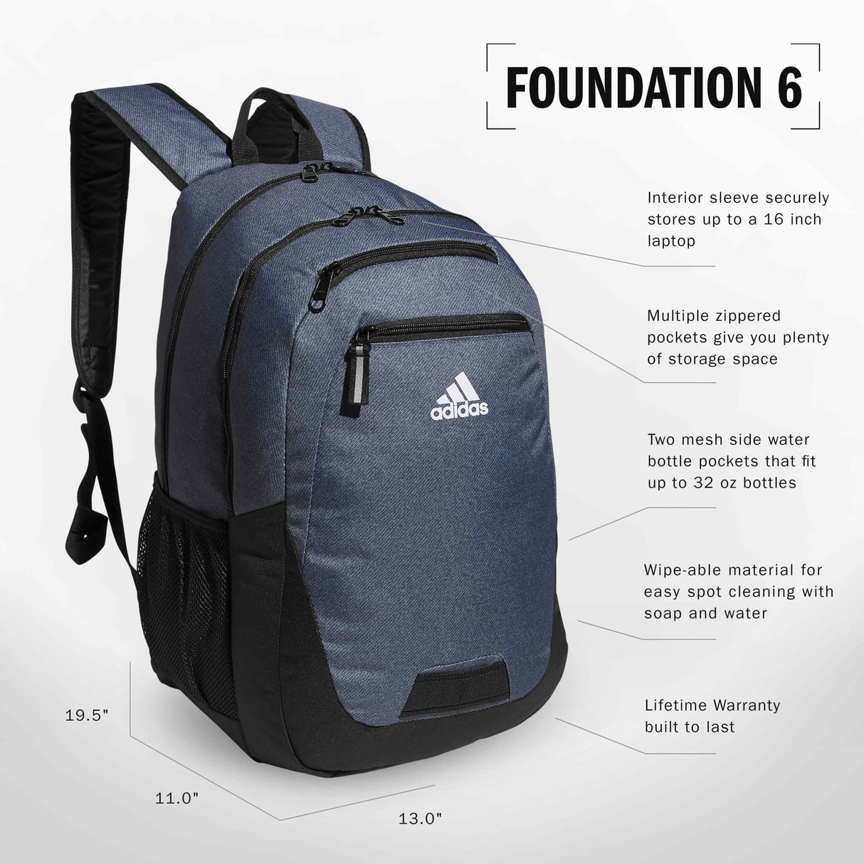 adidas 15.6 inch laptop backpack Foundation 6 Padded shoulder straps for product_type:rulers_scales Weight:1/16 Shop Nike Backpack In