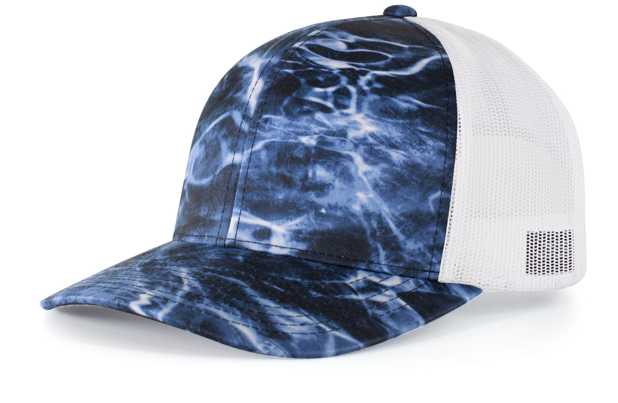 Pacific Headwear Elements Agua Camo Trucker Snapback Cap Pacific Headwear