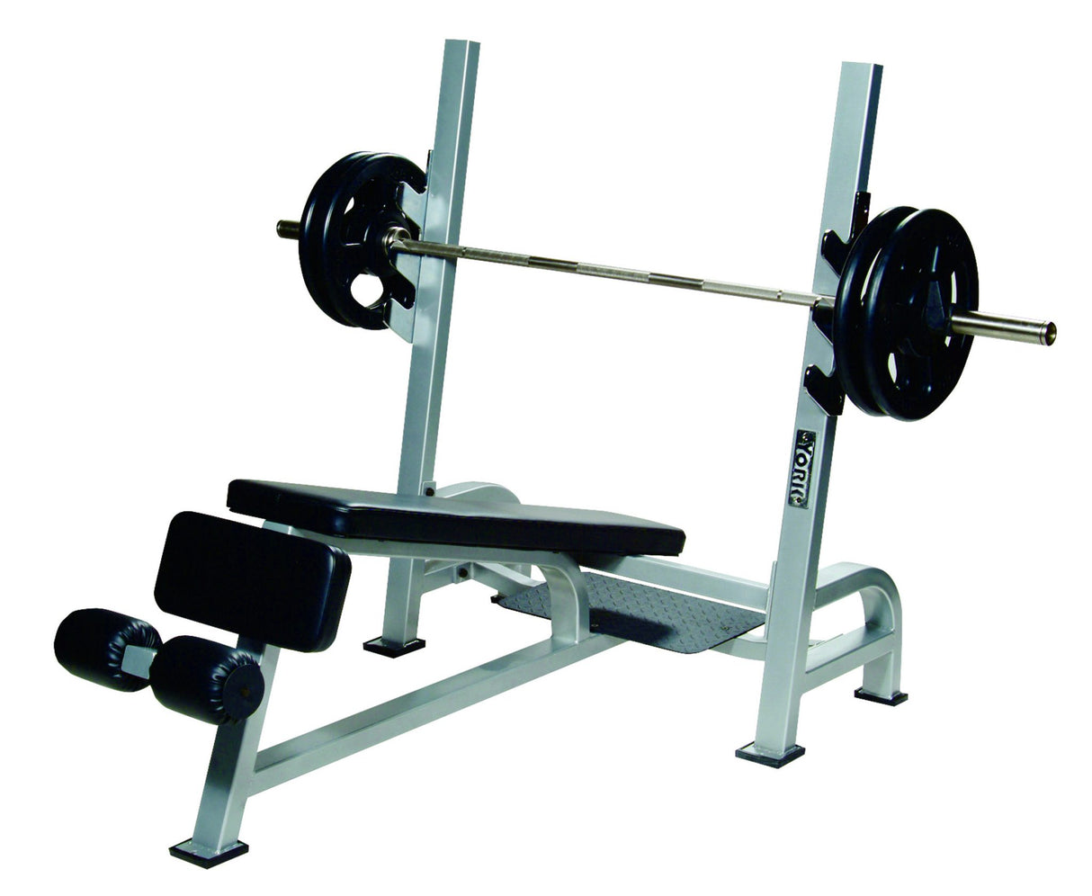 York Barbell STS Olympic Decline Bench Press w/ Gun Racks