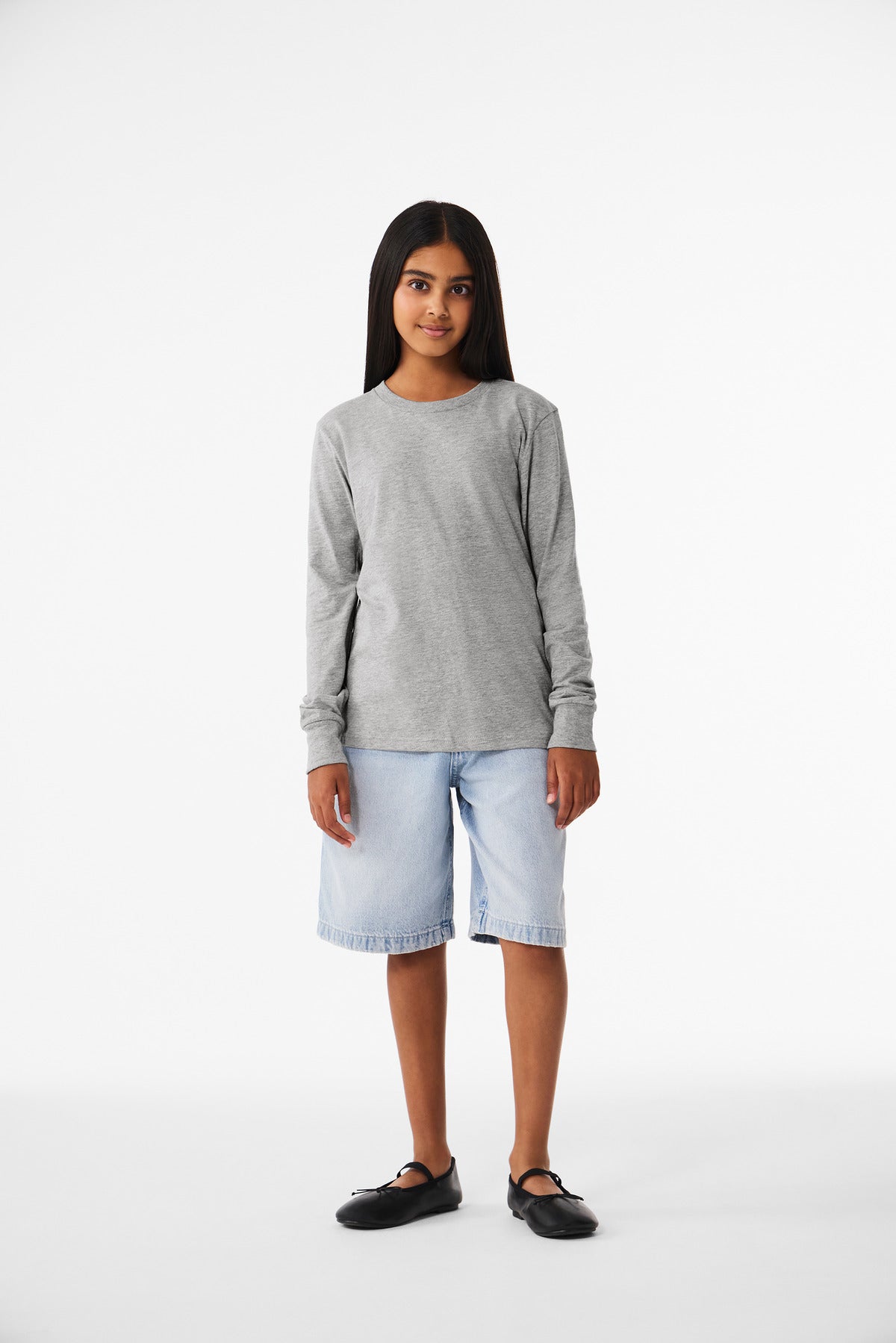 Bella + Canvas Youth   Heather CVC Long Sleeve Tee BC3501YCVC