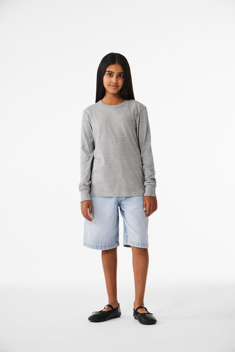 Bella + Canvas Youth   Heather CVC Long Sleeve Tee BC3501YCVC