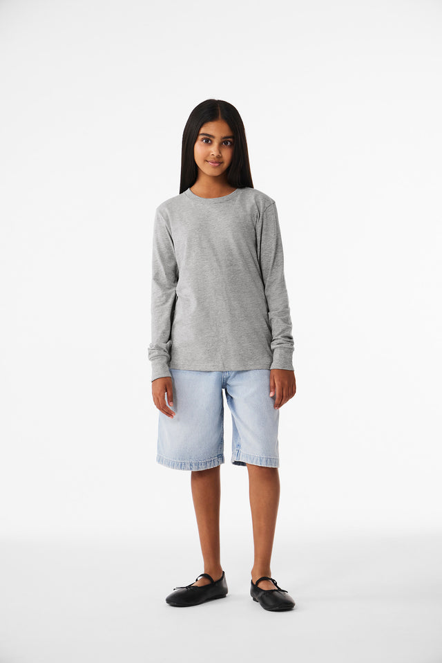 Bella + Canvas Youth   Heather CVC Long Sleeve Tee BC3501YCVC