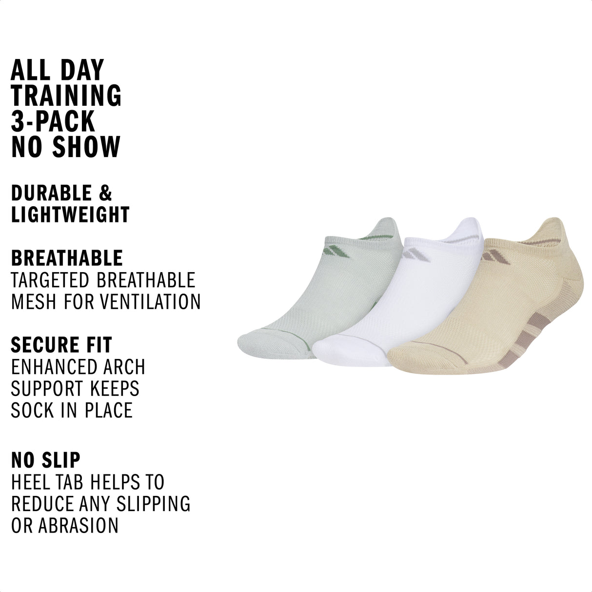 adidas Men's All Day Training 3-Pack No Show Sock-2
