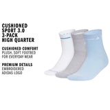 adidas Women's Cushioned Sport 3.0 3-Pack High Quarter Sock-2