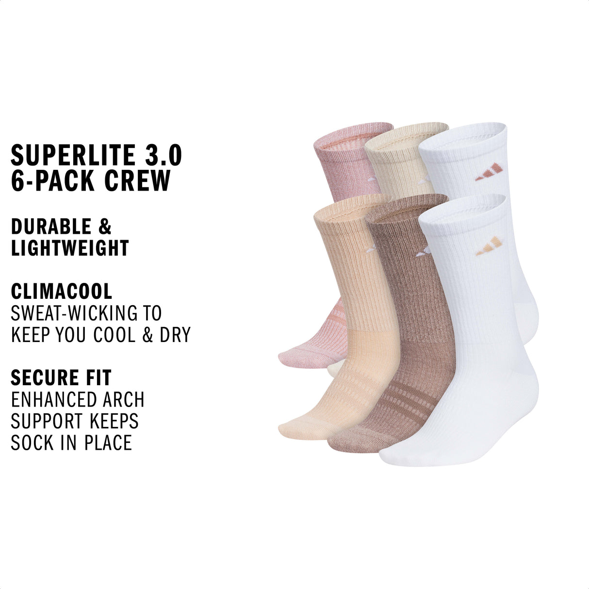 adidas Women's Superlite 3.0 6-Pack Crew-2