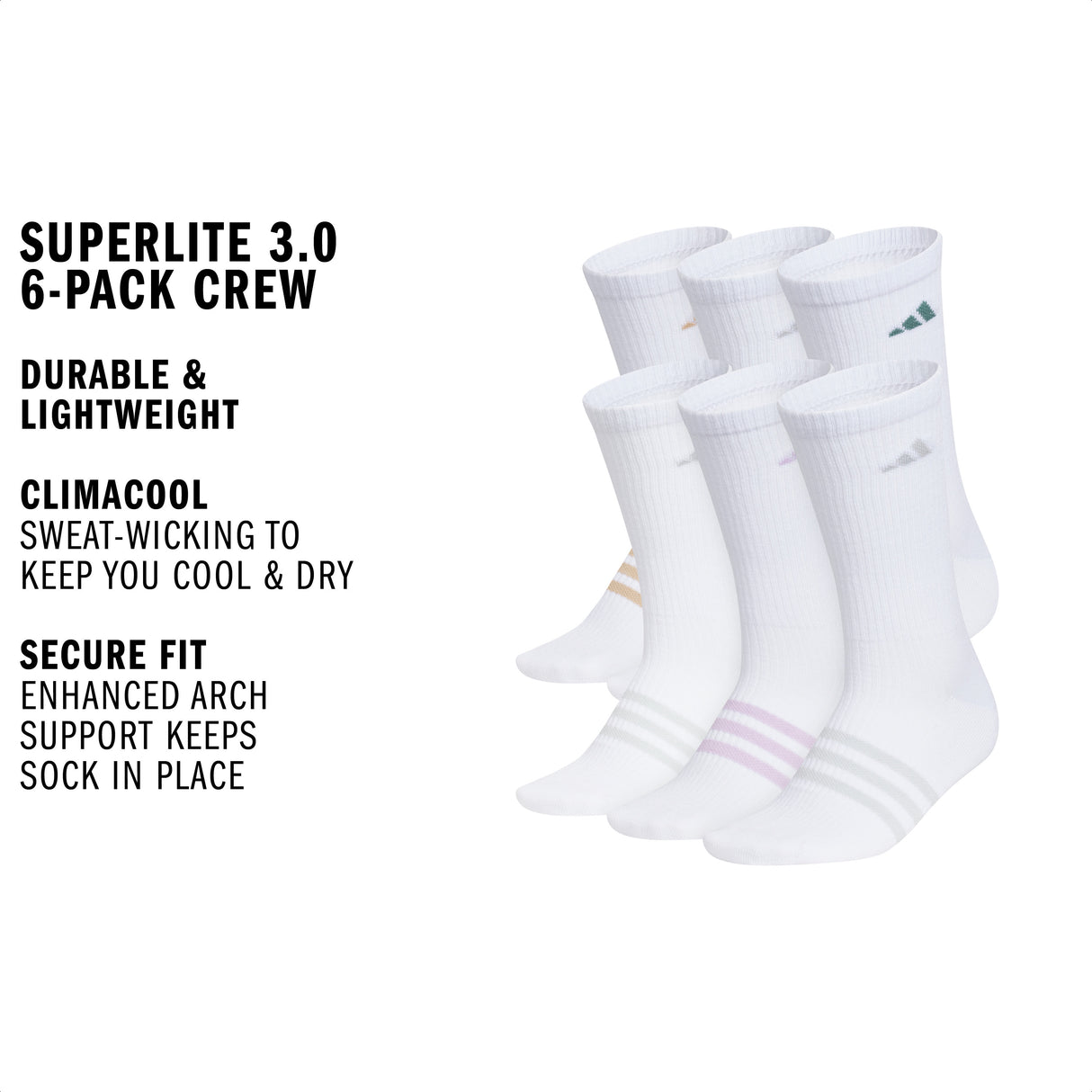 adidas Women's Superlite 3.0 6-Pack Crew-2