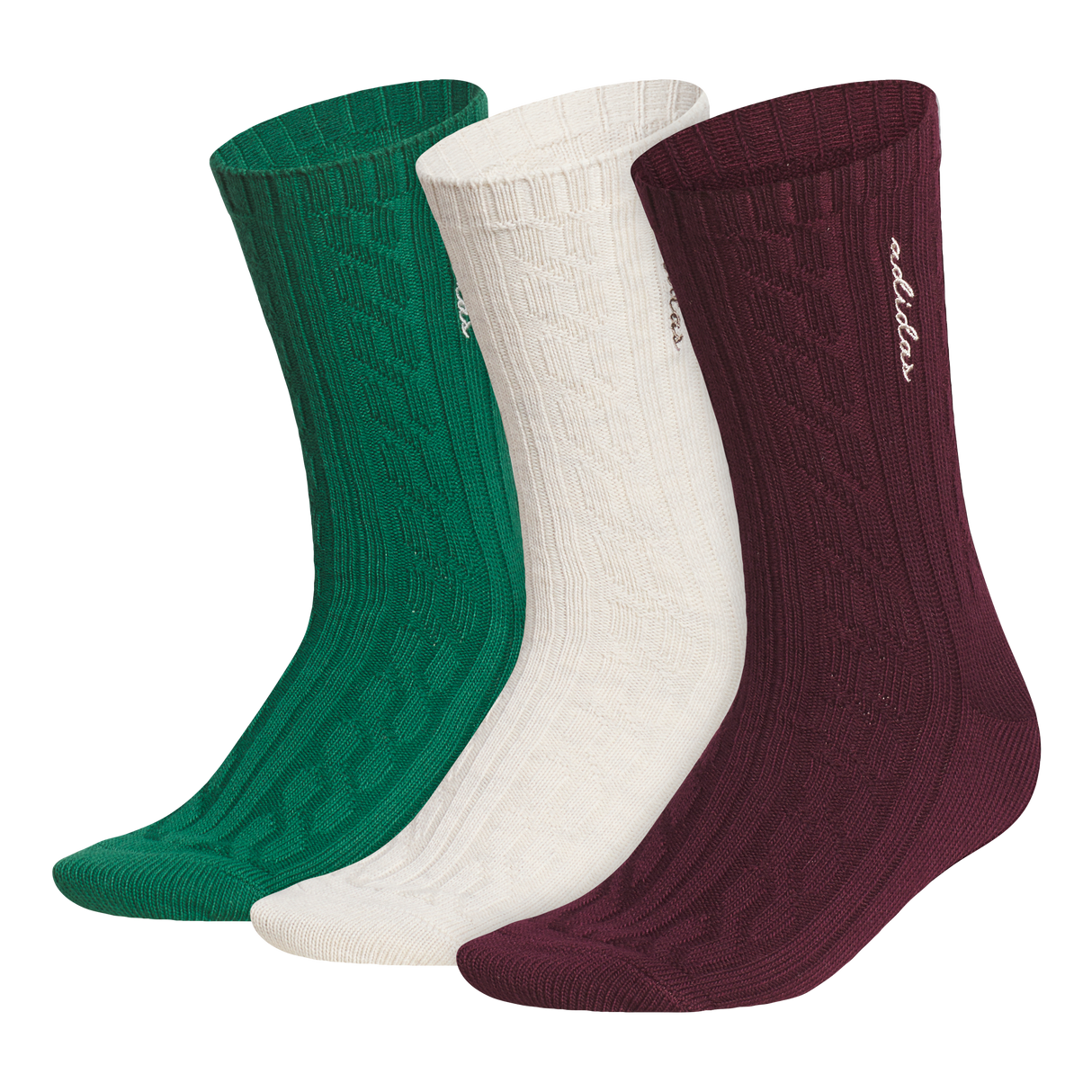 adidas Women's Athletic Cable Knit 3-Pack Crew-1