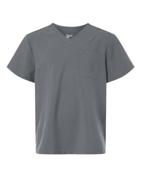 Hanes Men's V-Neck 1 Pocket Scrub Top-1