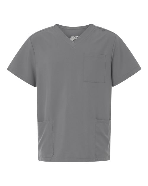 Hanes Men's V-Neck 3 Pocket Scrub Top-1