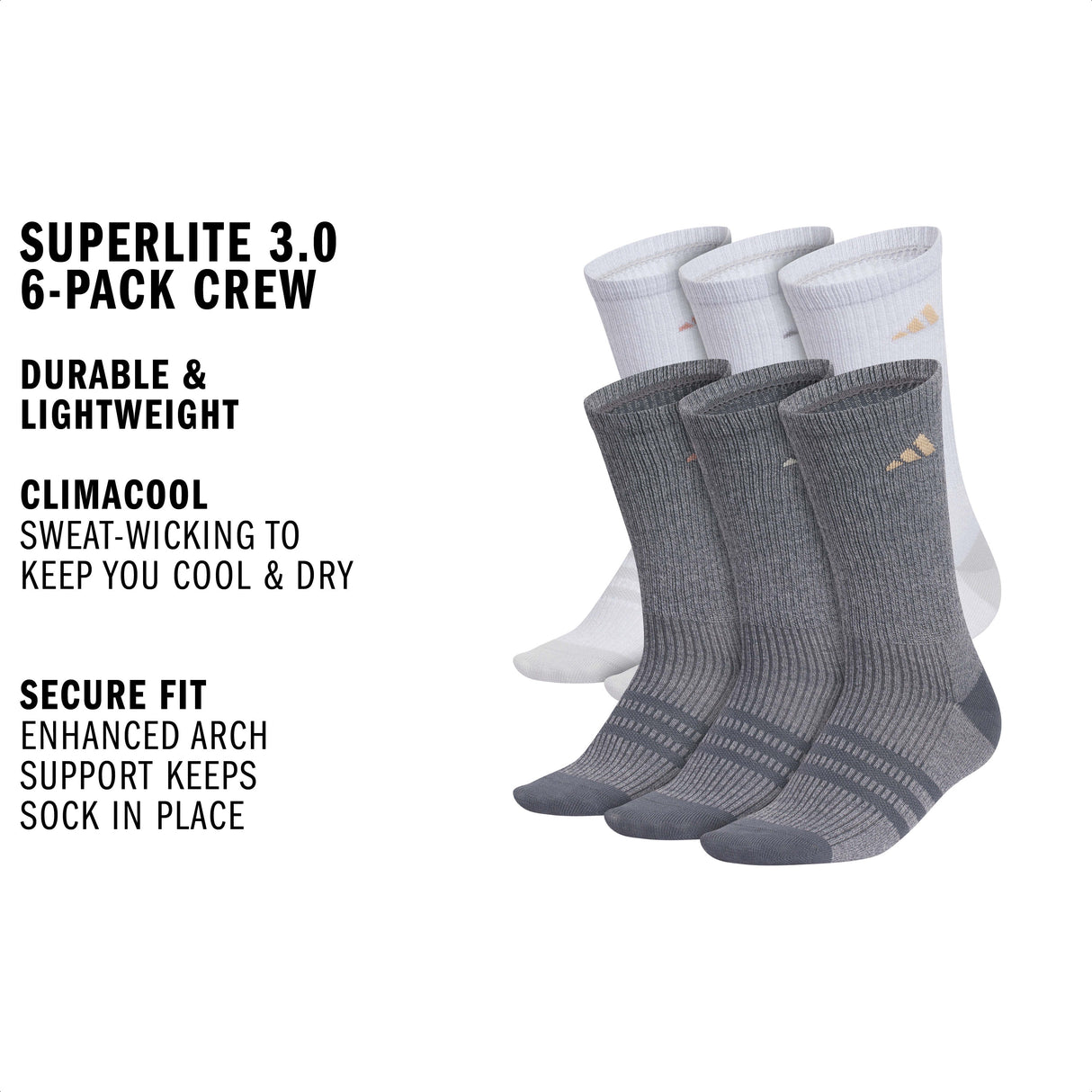 adidas Women's Superlite 3.0 6-Pack Crew-2