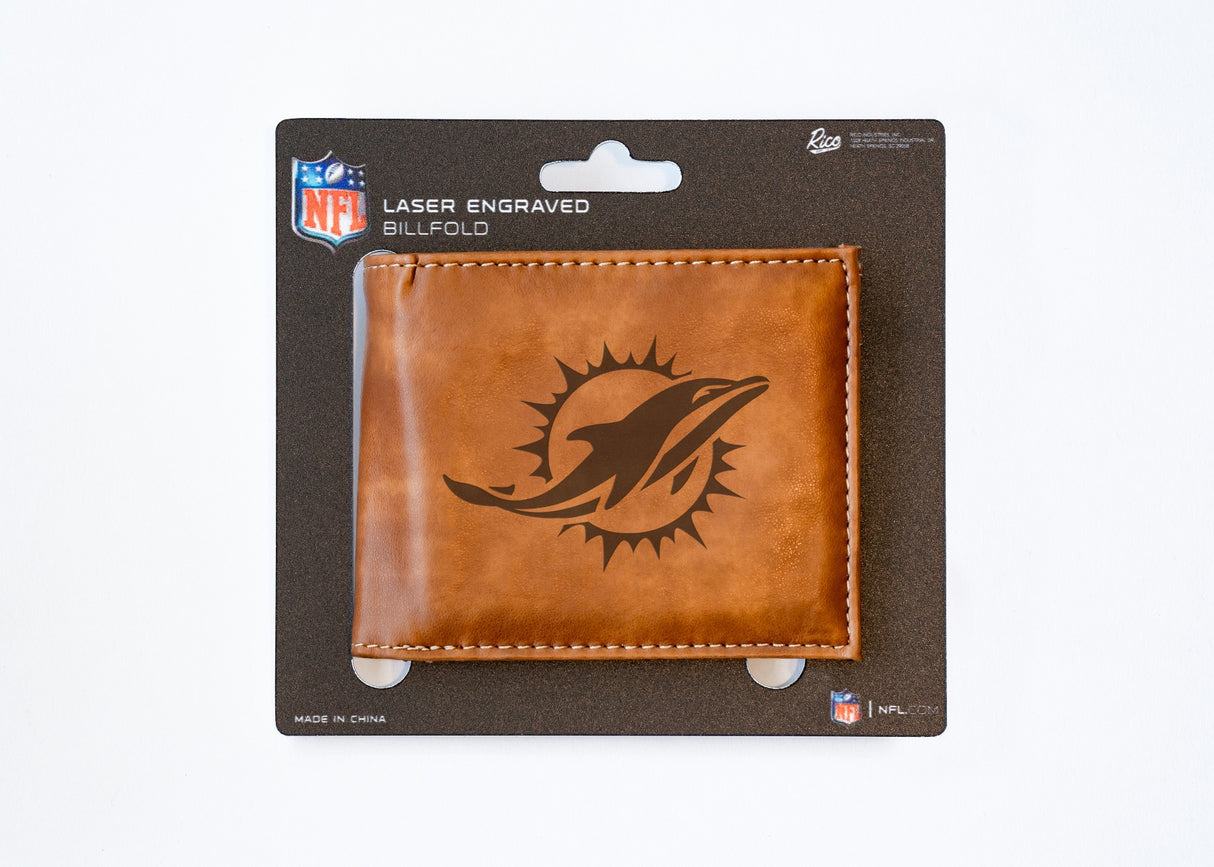 Rico Industries NFL  Miami Dolphins  Laser Engraved Billfold Wallet-3