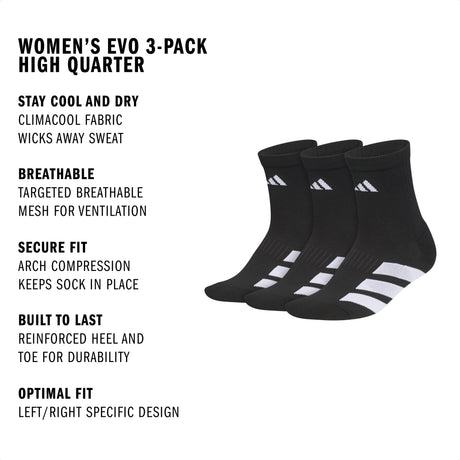 adidas Women's EVO 3-Pack High Quarter Sock-2