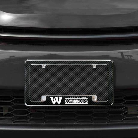 Rico Industries NFL  Washington Commanders Black 12" x 6" Chrome License Plate Frame-1