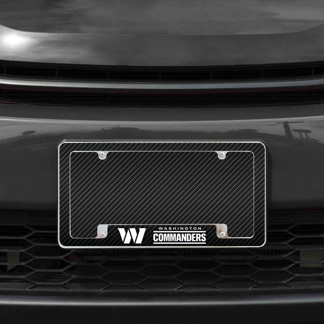 Rico Industries NFL  Washington Commanders Black 12" x 6" Chrome License Plate Frame-1