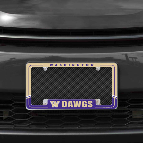 Rico Industries NCAA Washington Huskies Two-Tone 12" x 6" Chrome License Plate Frame-1