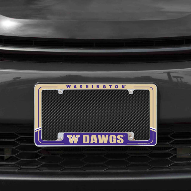 Rico Industries NCAA Washington Huskies Two-Tone 12" x 6" Chrome License Plate Frame-1